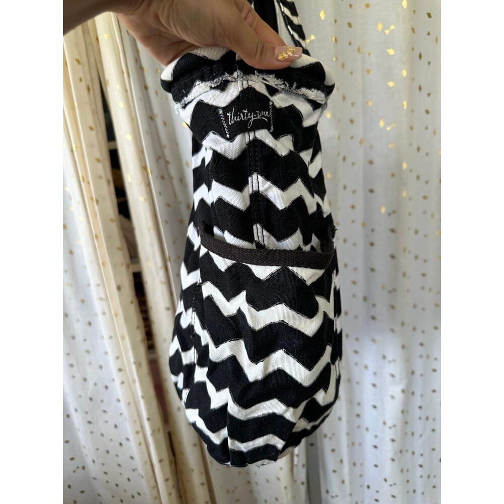 Thirty One Chevron Retro Metro Side Pockets Open Canvas Tote Shoulder Bag - Picture 4 of 10